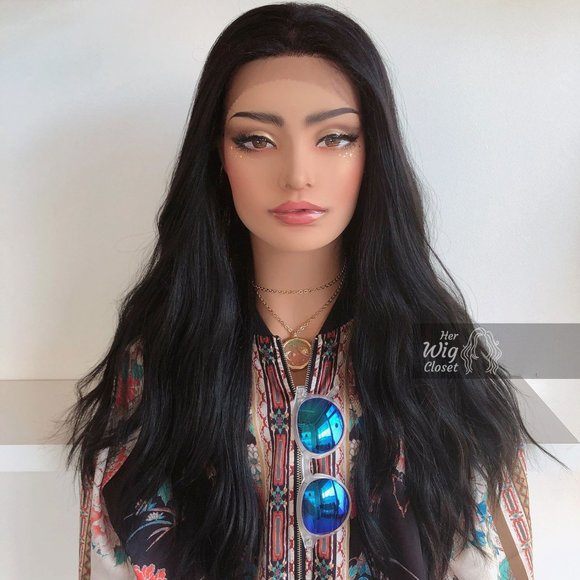 24" Black Wavy Lace Front Wig | BELLA - Picture 2 of 8